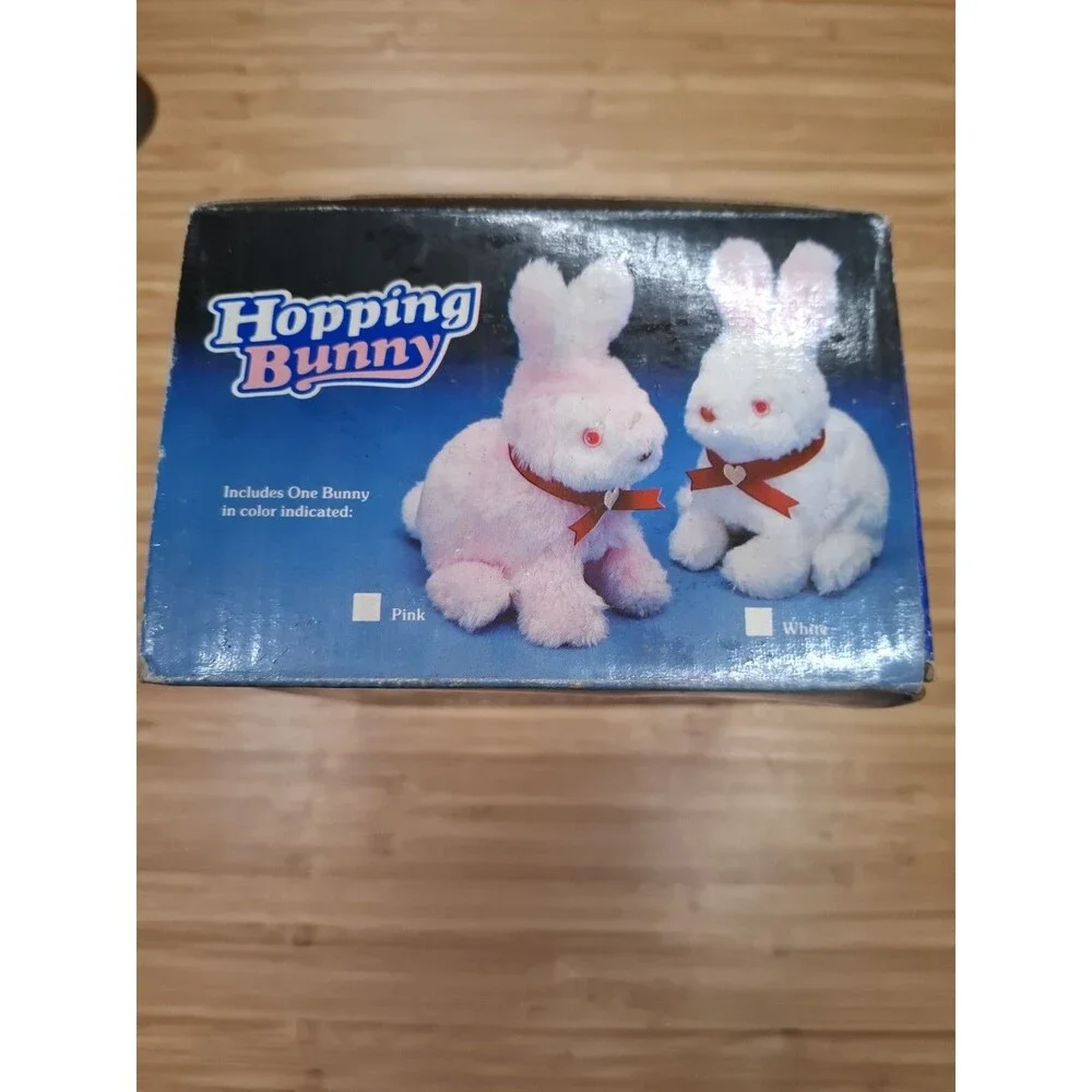Vtg 1980s Hopping Bunny with Box! Battery Operated Animated Pink non-working